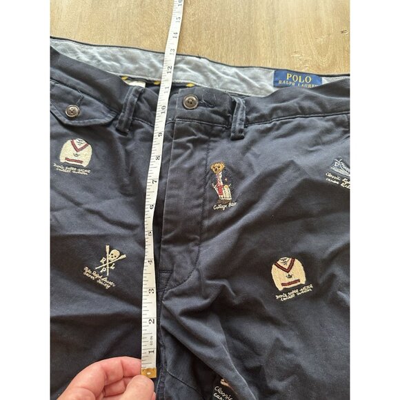 Polo Ralph Lauren Navy Blue Embroidered College Bear Straight Stretch Fit 32X30 - Picture 11 of 12